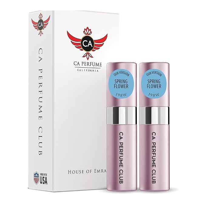CA Perfume Impression of Spring Flower for Women Floral Fruity Scent Long Lasting Perfumes for Women Eau De Parfum Travel Size Refillable Atomizer Spray 0.27 Fl Oz 8ml (Pack of 2)