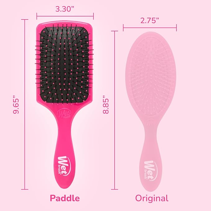 Wet Brush Paddle Detangler Hair Brush, Pink, Ultra-Soft IntelliFlex Bristles with AquaVent Design, Great For Treatment & Mask Application, Women, Men, Wet, Dry and Damaged Hair