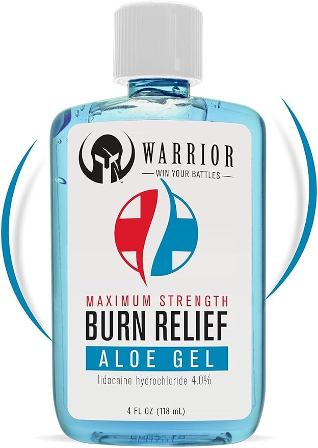 WARRIOR - WIN YOUR BATTLES - SPF 50 Sunscreen Lotion - 80 Minutes Water Resistant | Burn Relief Gel for Skin Made in USA Aloe with Aloe Vera Gel with Lidocaine 4% | 3 Fl Oz - Pack of 2 and 4 FL OZ