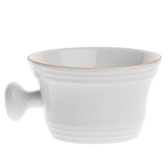 Fendrihan Porcelain Apothecary Shaving Mug, Hand-Painted Rim (Golden)
