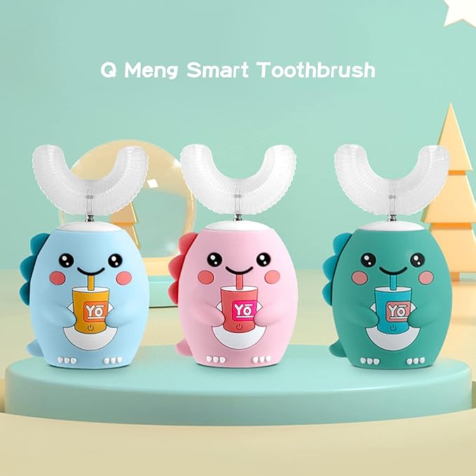 Ultrasonic Toothbrush, Cartoon Dragon 360 Degree Cleaning Simple Operation Kids Silicon Automatic Ultrasonic Teeth Brush Blue 2-6Years