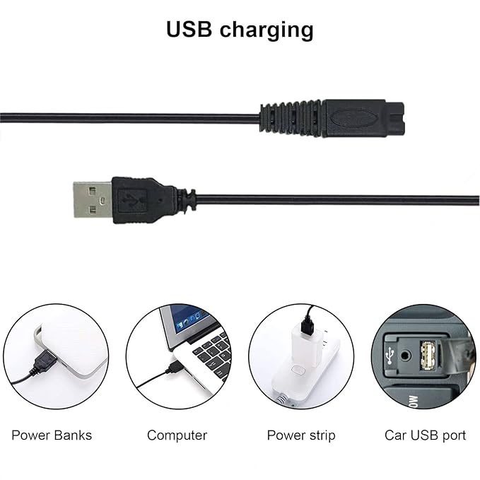 2 Pack Shaver Charger USB Cord for Microtouch Solo Electric Shaver Solo Trimmer Charging Cable 31.5 in with 4 Cleaning Brush