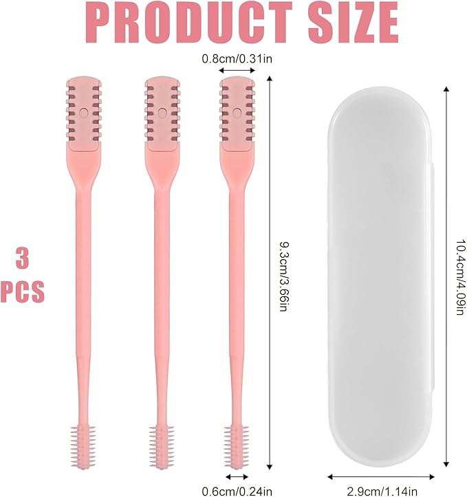 3pcs 2 in 1 Nose Hair Trimmer, 360° Rotating Nasal Hair Cutter Clipper Double Sided Nose Hair Cleaner Portable Manual Nostril Hair Removal Tool with Ear Picker for Men Women (Pink)