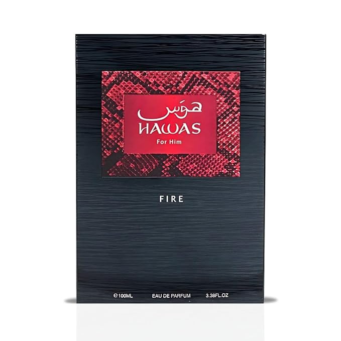 RASASI Hawas Fire Eau De Parfum Spray 100ML(3.4 Oz) - Bold Long Lasting Arabian Perfume For Men With A Fiery Essence - Indulge In A Luxurious Perfume Men That Captures Masculine Elegance And Strength