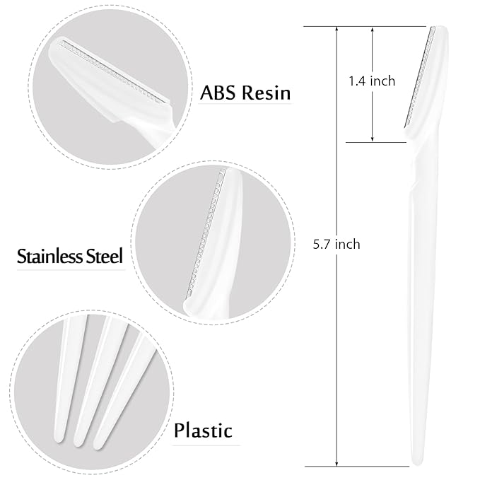 12 Pcs White Eyebrow Razors, Face Razors Multipurpose, Exfoliating Dermaplaning Tools, Eyebrow Trimmers Shaver with Protective Cover, Facial Hair Removal for Women Men Body Use