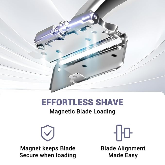 Adjustable 2-Blade Safety Razor Set with Magnetic Head for Men Women - with 10 Blades, Shave Brush - Precision Shaving, Reusable & Plastic-Free Shaver, for Beard, Head, Leg Shaving