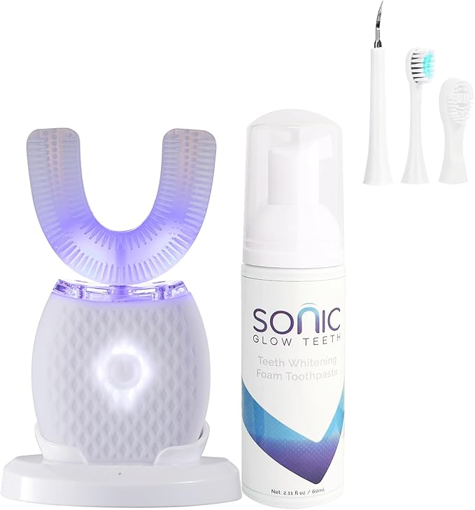 Ultrasonic Toothbrush for Adults - Automatic Electric Toothbrush Rechargeable Portable 30'' Automatic Timer Wireless Charging Washable Travel Home Dual-use (White)