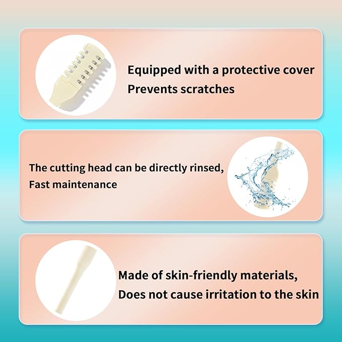 360°Manual Nose Hair Trimmer, Dual-Blade Manual Trimmer for Women Men Double Sided Nose Hairs Remover Tool (Beige,12 PCS)