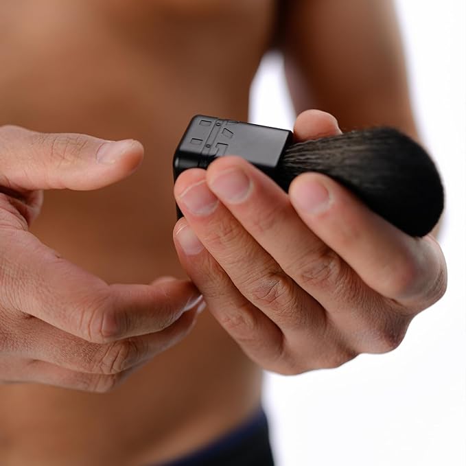 HYPE Vegan Shave Brush – Premium Synthetic Fibers, CNC Machined Aluminum Handle – Whips Up Luxurious Lather for a Smooth, Precise Shave - Black