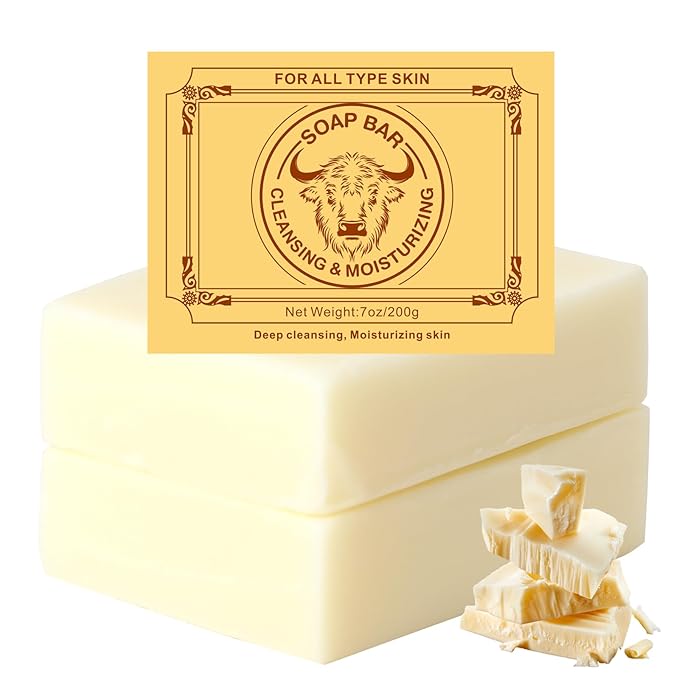 Beef Tallow Soap Bar, Natural Grass Fed Tallow Soap, Unscented Bar Soaps for Face Body Hand, Deep Cleansing Facial Cleanser Body Wash, Handcrafted Bathing Soaps for Women Men 2 Bars 7OZ