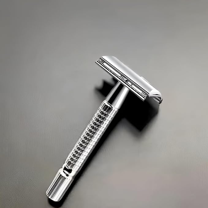 Double Edge Safety Razor for Men and Women - Butterfly Open Shaving Razor with 10 Stainless Steel Blades, Precision Shaving, Durable, Eco-Friendly 12-Piece Kit