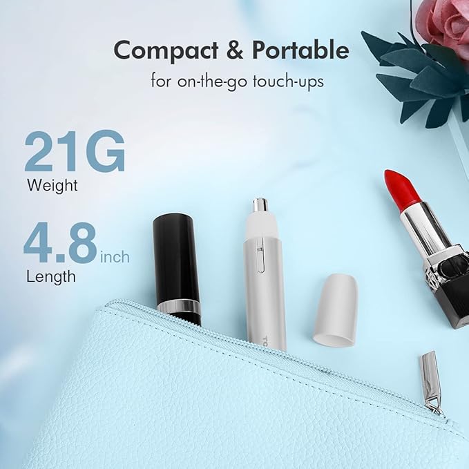 TOUCHBeauty Electric Nose Hair Trimmer for Women, Painless & Portable, Hypoallergenic Round Tip, Portable Trimmer with AAA Battery Powered, Easy Clean Travel-Friendly Groomer, Ideal Christmas Day