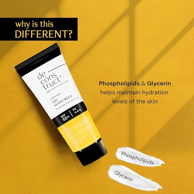 Deconstruct Face Gel Sunscreen SPF 50 + and PA+++ | Gel based sunscreen for oily, combination, acne prone & normal skin| Broad spectrum sunscreen, No White Cast, Lightweight - 50g each, pack of 3