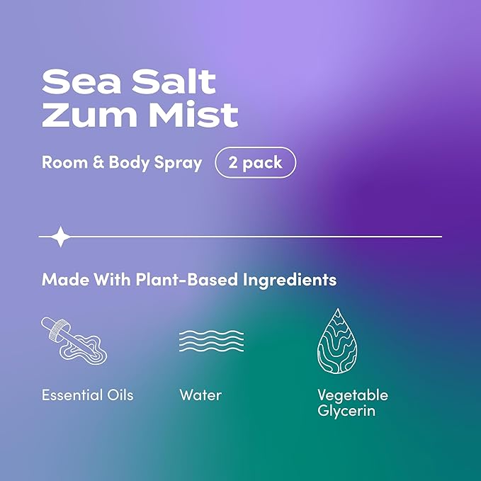 Indigo Wild Zum Mist Room & Body Spray - Aromatherapy Essential Oil Spray - Natural Body Mist & Room Spray - Sea Salt Scent - 4 fl oz (2 Pack)