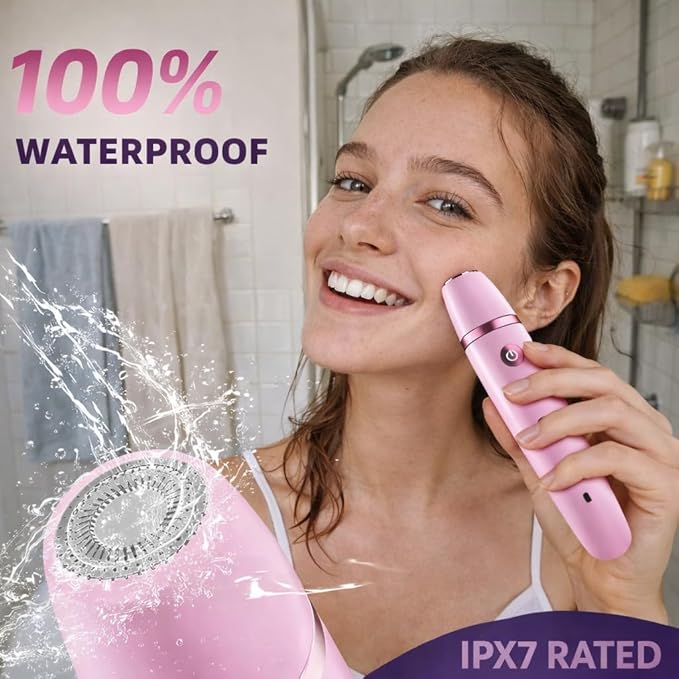 Women's Bikini Trimmer, Electric Shaver, Dual Head Electric Razor, Two-in-One Women's Body Shaver, and Ipx67 Waterproof Wet & Dry Use Body Hair Trimmer (Pink)