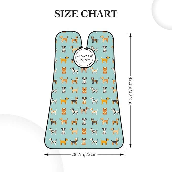 Beard Grooming Cape, Waterproof Hair Catcher for Shaving Trimming, Non-Stick Bib Apron Gifts for Dad Men, Cute Different Dogs Shave Bib