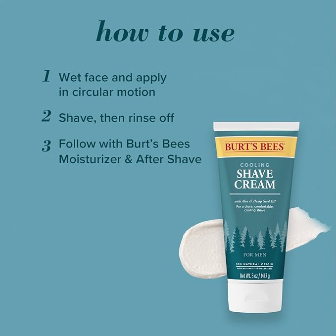 Burt s Bees Cooling Shave Cream with Aloe & Hemp For Men 5 Ounces (3 Pack)