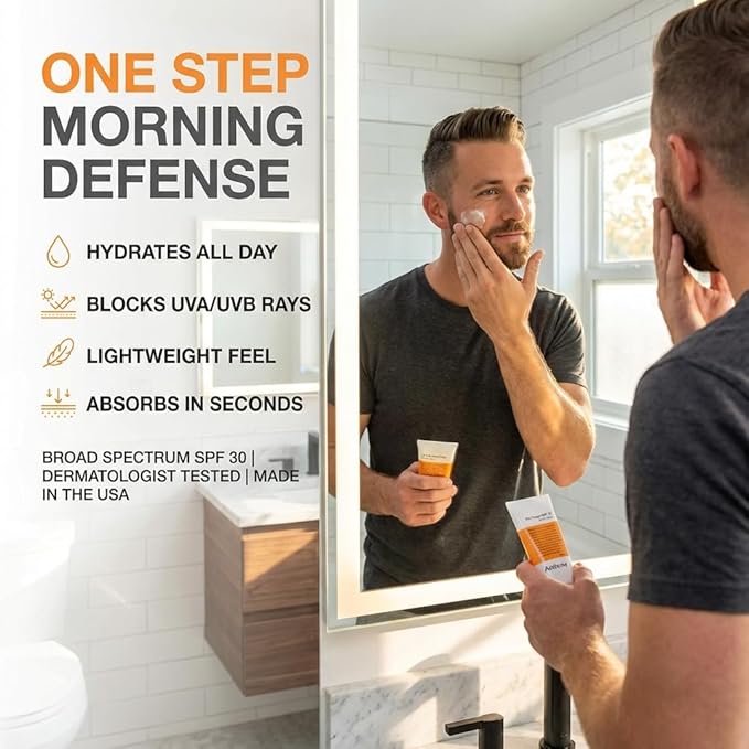Anthony Day Cream SPF 30 Men’s Face Moisturizer with Sunscreen – Anti-aging Face Lotion and Broad-Spectrum Sunblock – Lightweight, Non-Comedogenic Formula for All Skin Types – 3 Fl Oz