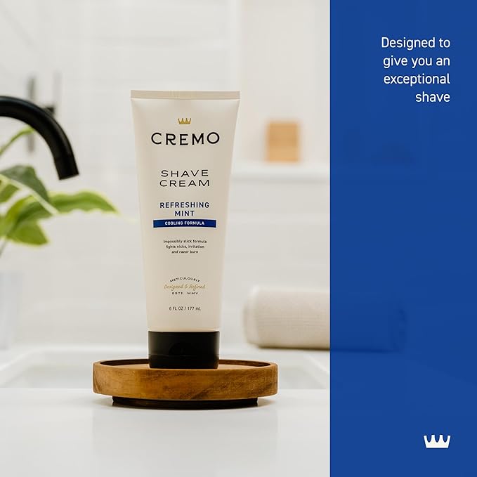 Cremo Barber Grade Cooling Shave Cream,Astonishingly Superior Ultra-Slick Shaving Cream Fights Nicks,Cuts And Razor Burn,6 Fl Oz,WHITE,(Pack of 4)
