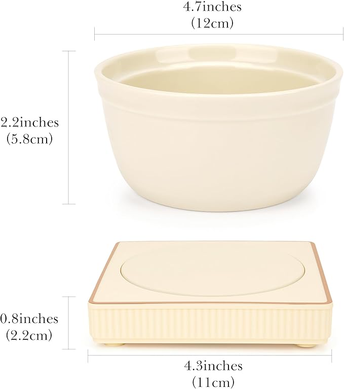 Linkidea Heated Shaving Soap Bowl for Men, Electric Shave Cream Warmer Maintains Warm Temperature, Wet Razor Shave Cream Bowl Accessories (Beige)