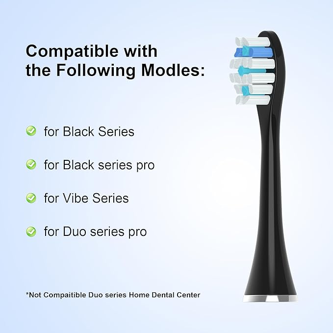 Replacement Toothbrush Heads 10 Pack Compatible with AquaSonic Black Series Vibe Series Black Series pro, and Duo Series pro Electric Toothbrush,Balck