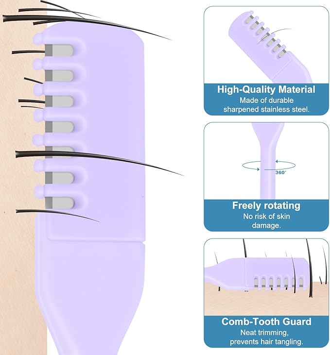5PCS 2-in-1 Nasal Hair Cutter, Manual Nose Hair Trimmer Cutter with Ear Pick for Women & Men 360°Rotating Nose Hair Remover Grooming Tool Knife Razor Portable Nostril hair Trimmer Clipper (Purple)
