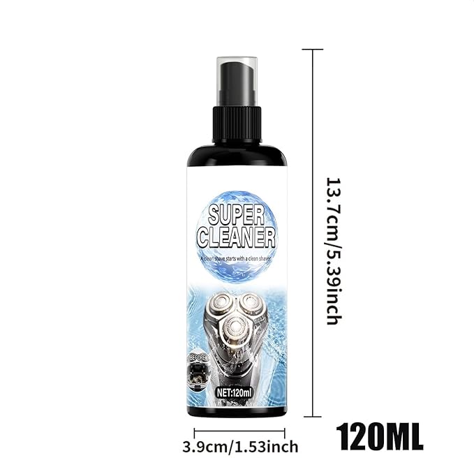 Electric Shaver Cleaner - 120ml Washing Care Spray with Brush | Professional Trimmer Lubricant for Home Barbers, Bathroom Hygiene, Shower, Apartment, Daily Grooming Blade Maintenance