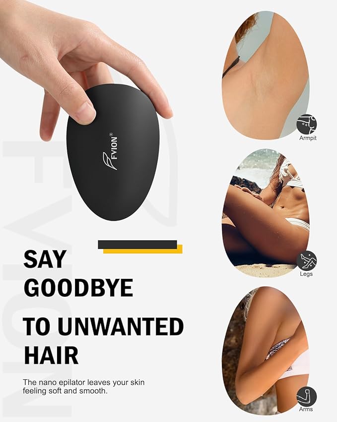 FVION Painless Glass Hair Eraser, Innovative Fine Grit Crystal Body Shaver for Smooth Skin, Effortless Removal Tool (Black)
