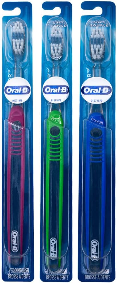 Oral-B Indicator Flat Trim Toothbrush, 30 Soft (Colors Vary) - Pack of 3