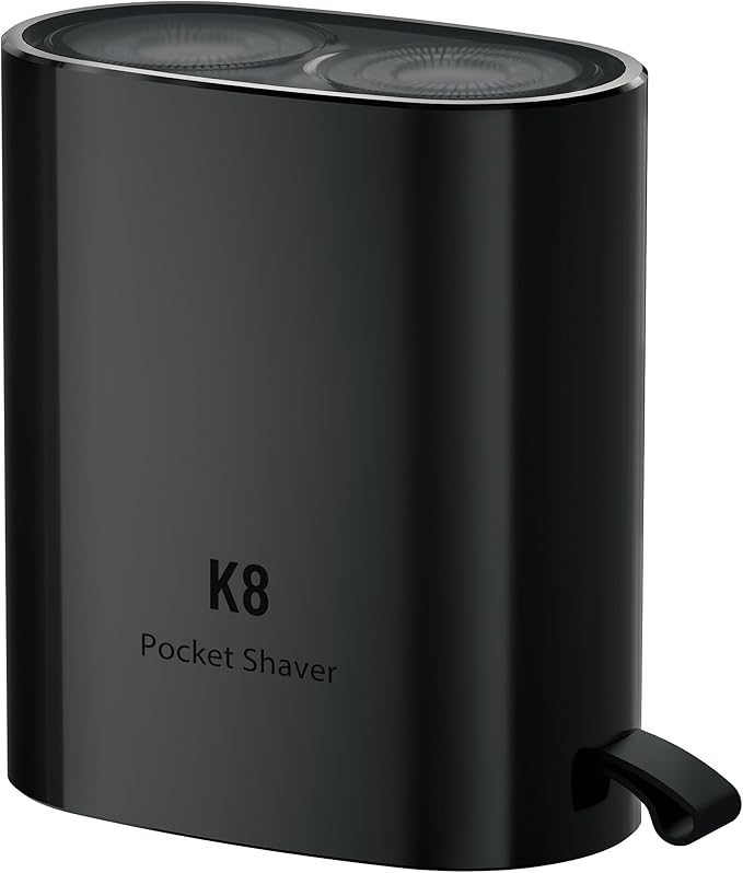 ENCHEN Mini Electric Shaver for Men, Portable Magnetic Dual-Head Rotary Pocket Electric Razor for Face, IPX7 Waterproof Wet & Dry, USB-C Rechargeable for Home, Car, Travel, K8,Black