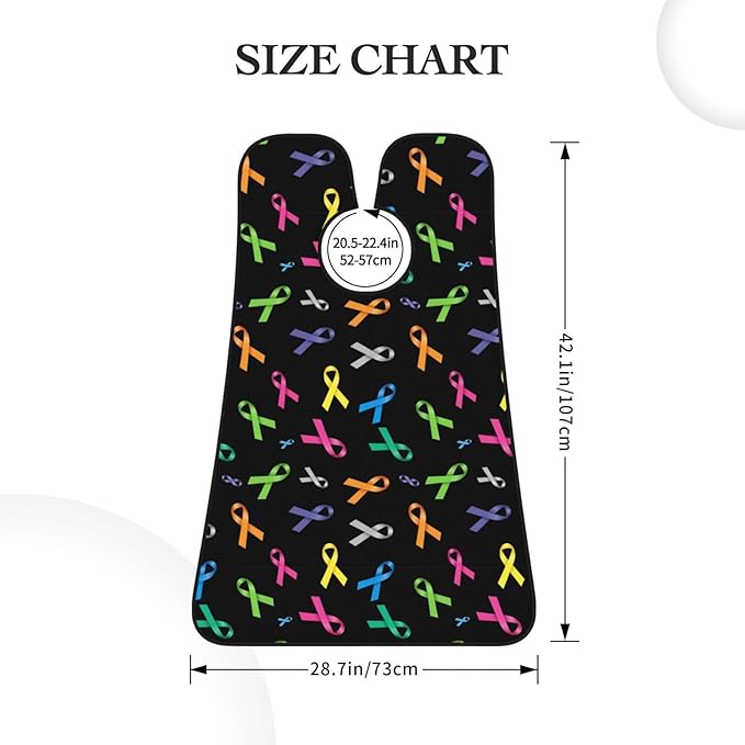 Beard Bib with 3 Suction Cups, Non-Stick Waterproof Hair Catcher Apron, Men's Shaving Essential for Grooming, Cancer Awareness Ribbon Shave Bib
