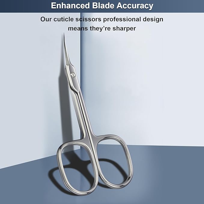 CGBE Cuticle Scissors Extra Fine Curved Blade, Super Slim Manicure Scissors for Cuticles Professional Small Scissors with Precise Pointed Tip Grooming Blades, Eyebrow, Eyelash, and Dry Skin - Silvery