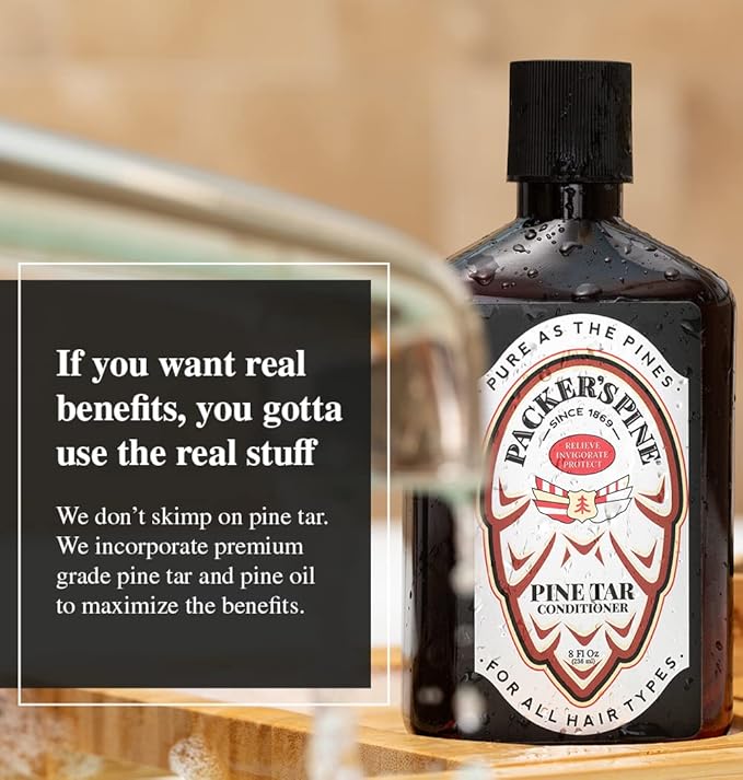 Packer's Pine Tar Conditioner - Natural Men's Psoriasis Aid with Pine Oils, Perfect Companion for Pine Tar Shampoo, 8 fl oz