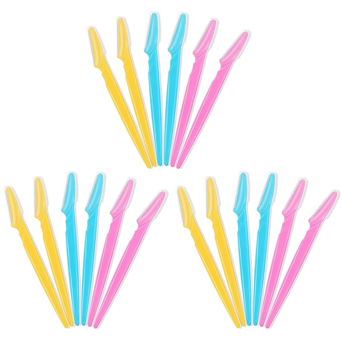 18 Pcs Eyebrow Razors Multicolor Face Razor Multipurpose Facial Razor Dermaplaning Tools for Women Men Eyebrow Trimmers Shaver with Protective Cover, Hair Removal Tools for Face Body Use