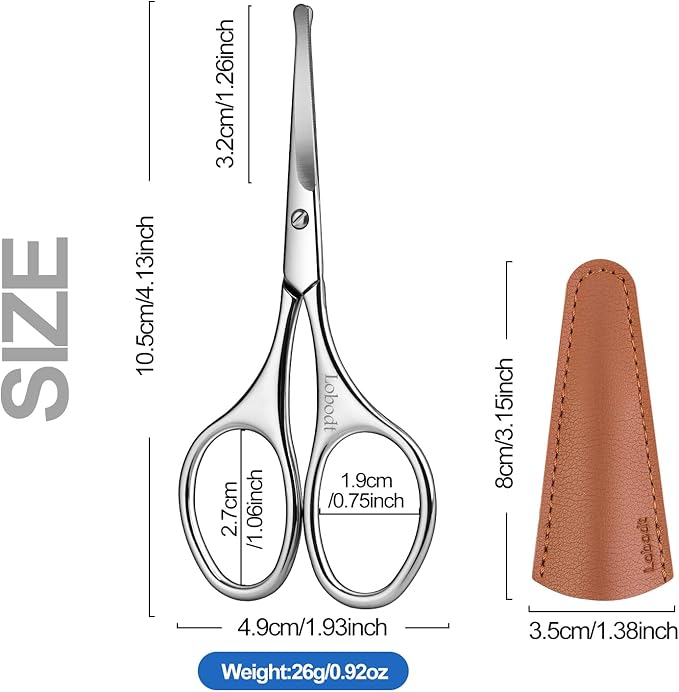 4.1inch round-headed stainless steel small scissors, suitable for trimming facial hair, nose hair, eyebrows, eyelashes, beards, personal care and salon beauty salons (silver)
