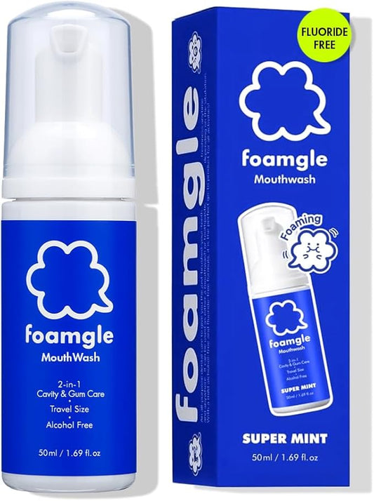 2-in-1 Foam Mouthwash & Toothpaste - Waterless Travel Size Oral Care, Portable Mouthwash Foam for Refreshing Breath, No Alcohol, Fluoride Free, Made in Korea 50 mL / 1.69 fl oz
