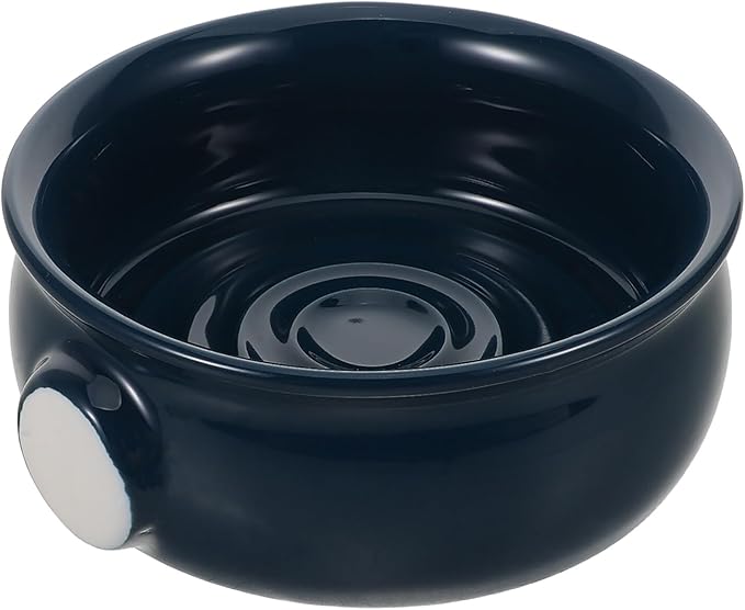 GLEAVI Ceramic Shaving Soap Bowl Navy Blue with Spiral Design, Quick Foaming Beard Shaving Cup for Men’s Grooming, Travel-friendly Shave Cream Lather Mug