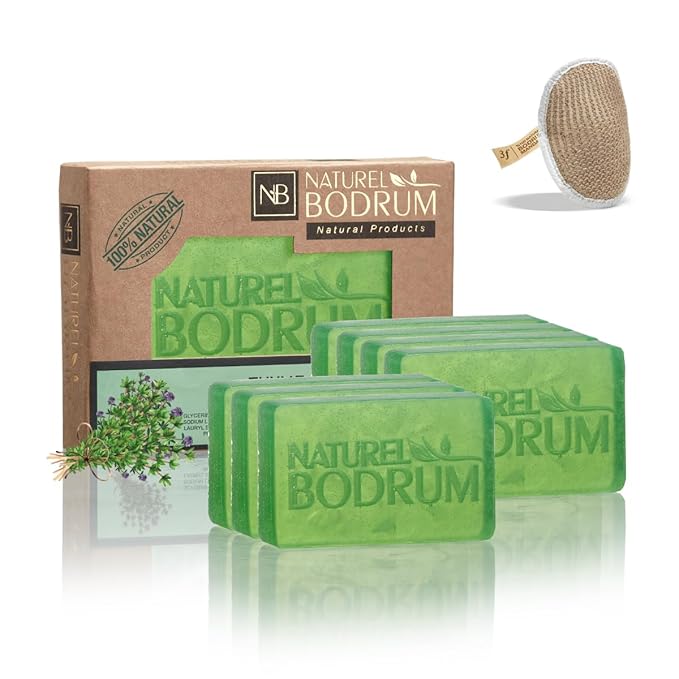 Thyme Organic Soap Bar for Women and Men, Pack of 7 Glycerin Soap Bars - Clarifying Facial & Body Bar Soap for Balanced Oily Skin - Natural & Vegan Spa Gift, for All Skin Types