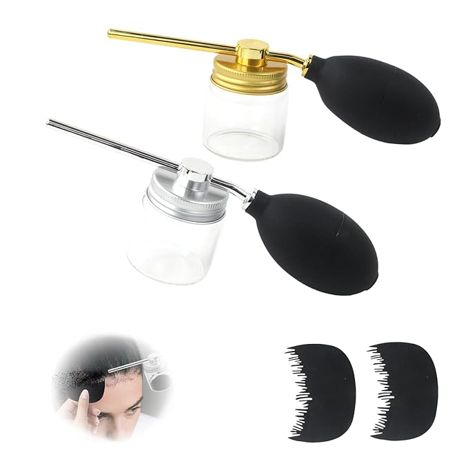 2PCS Hair Fiber Bottle with Hairline Optimizers Baffle, Hair Fiber Applicator Specifically Designed for Hairs Building Fibers, Dry Shampoo and Diatomaceous Earth, for Indoor & Outdoor Use