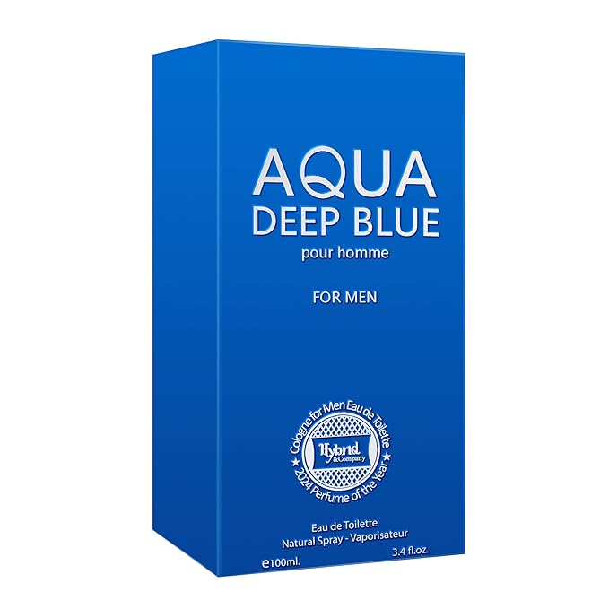 Hybrid & Company Aqua Deep Blue Pour Homme For Men Eau De Parfum Vaporisateur Natural Spray 3.4 Fl Oz