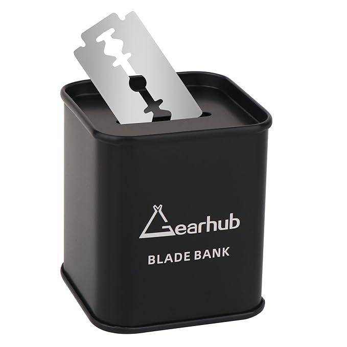 Gearhub Blade Bank Sharps Disposal Container Safely Store Used Safety Razor Blades Large Capacity for Barber Shops & Personal Use Sealed Design Holds 300+ Blades, Compact & Durable