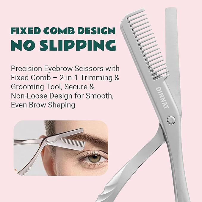 Eyebrow Trimming Scissors with Combs, Eyebrow Cutter Hair Removal Eyebrow Scissors,Eye brow razors, Eyebrow trimmer for women,Gifts For Men Women Stocking Stuffers (Grey)