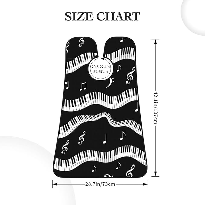 Stretchable Beard Cape, Non-Stick Hair Catcher for Trimming, Waterproof Grooming Apron, Black and White Piano Keys with Musical Notes