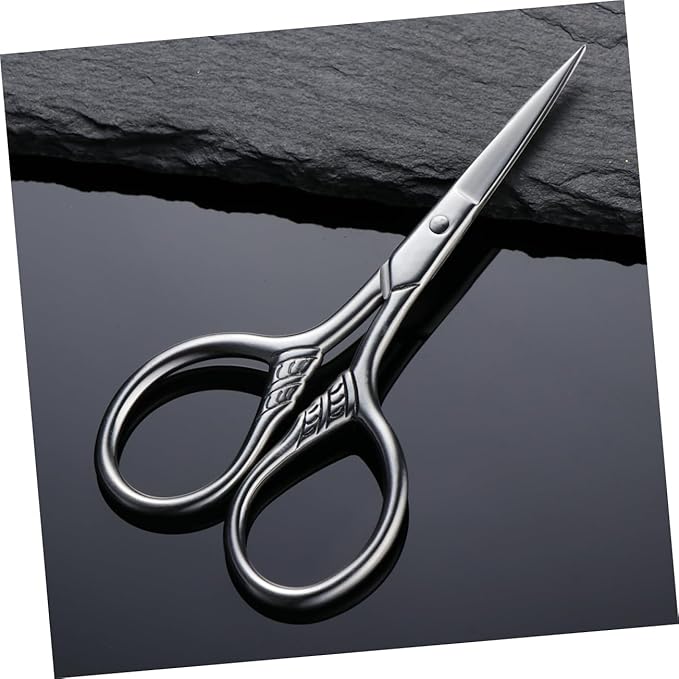 FRCOLOR Stainless Steel Beard Shears for Men Durable Mustache Scissors Precision Facial Hair Trimming Grooming Tool with Rust Resistant Silver