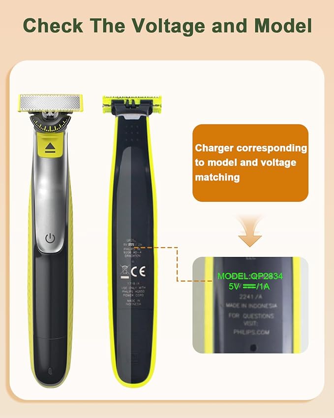 Newding 5V Charger Compatible with Philips Norelco 2400 3600 3900 5400 7200 Series One Blade 360 QP2724 QP2834 QP1324 MG7910 MG5910 MG9510 MG9520 MG9525, Shaver Charger