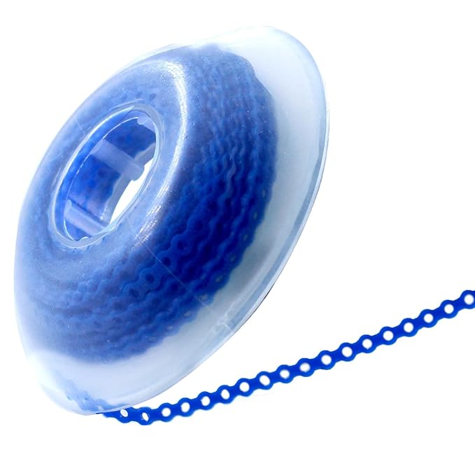 LA MIERE 1 Roll Orthodontic Rubber Chains, Braces Power Chains consisted force in closed, short, long 15''spools (closed, 0.113’’(2.5mm),Prussian blue)