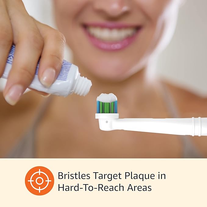 Amazon Basics Electric Toothbrush Replacement Heads, Compatible with Most Oral-B Brushes, White, 3 Count