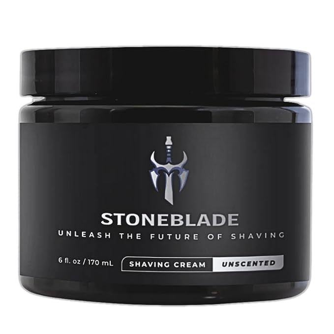 Shaving Cream for Men – Unscented, Helps Reduce Irritation | StoneBlade Luxury Shave Cream, 6 oz