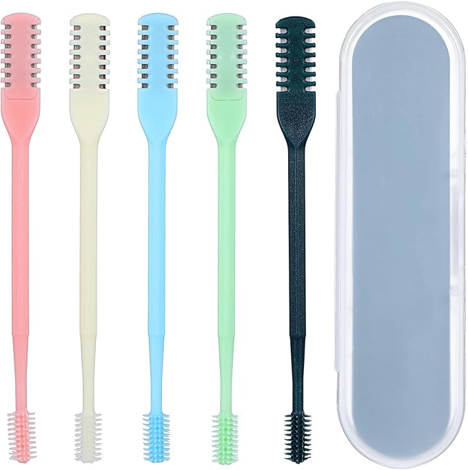 5 PCS 2-in-1 Nasal Hair Cutter,Nose Trimmer Manual,Double Sided Nose Hairs Knife for Women Men,Portable Nostril Hairs Trimmer 360 Degree Rotating with Ear Picker,Multicolor