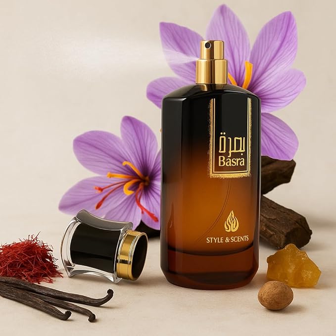 STYLE & SCENTS BASRA Eau de Parfum for Men 100ml – Bold Oud Perfume with Cambodian Oud, Nutmeg, Geranium & Vanilla – Long-Lasting 18–24h – Made in UAE (MDO011)